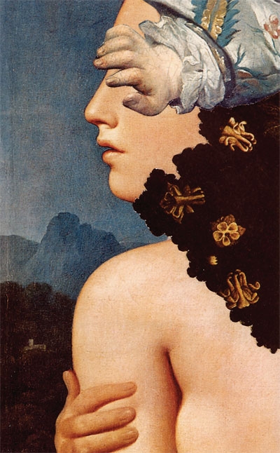 Madam Lacleur, collage from The Mysteries of Udolpho series, 1975