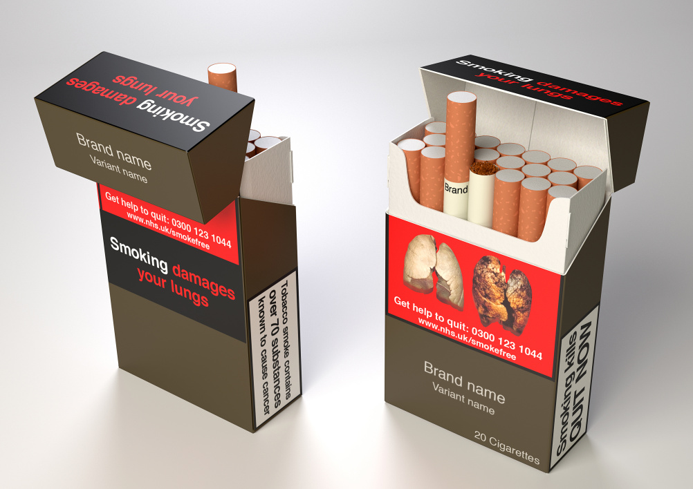 Proposed design for UK plain cigarette packaging