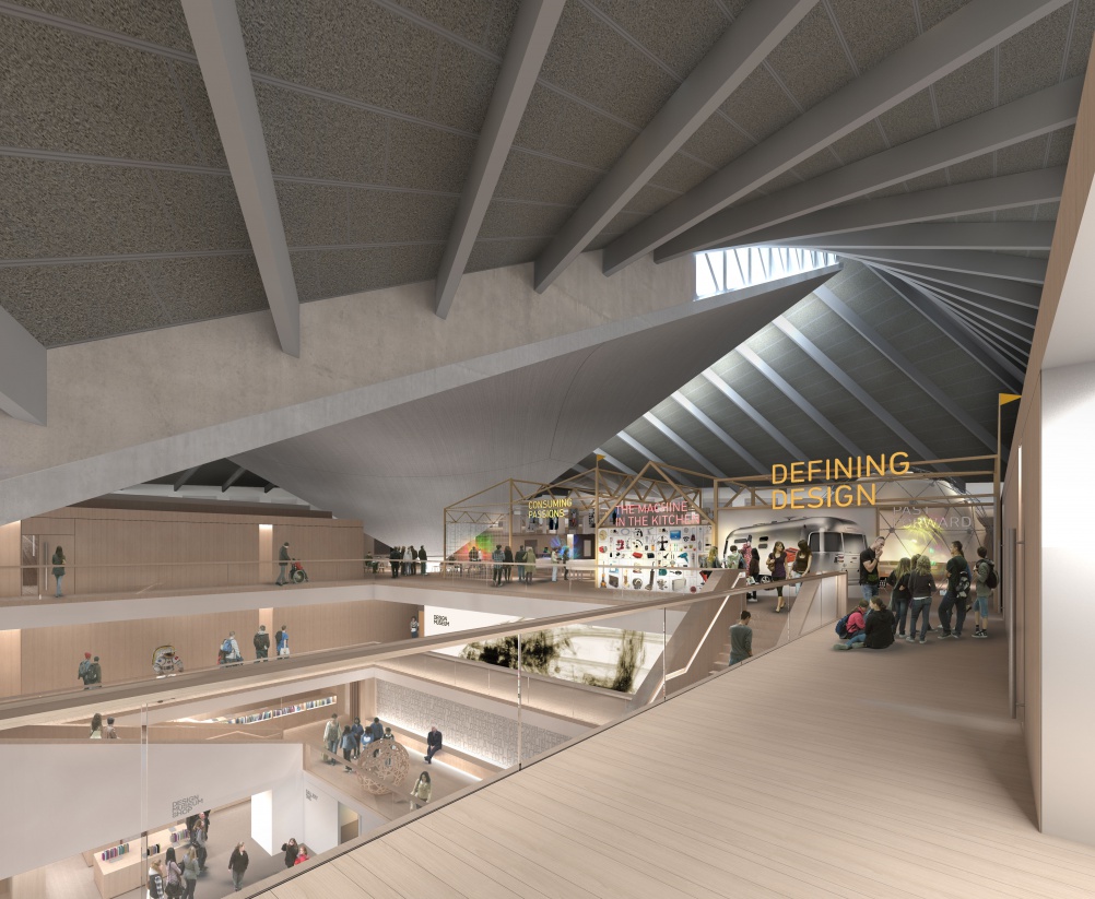 Render of the top floor in the new Design Museum, Kensington © Alex Morris