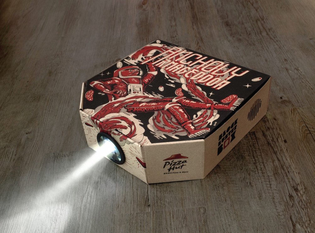 Pizza Hut projection box, by Ogilvy and Mather