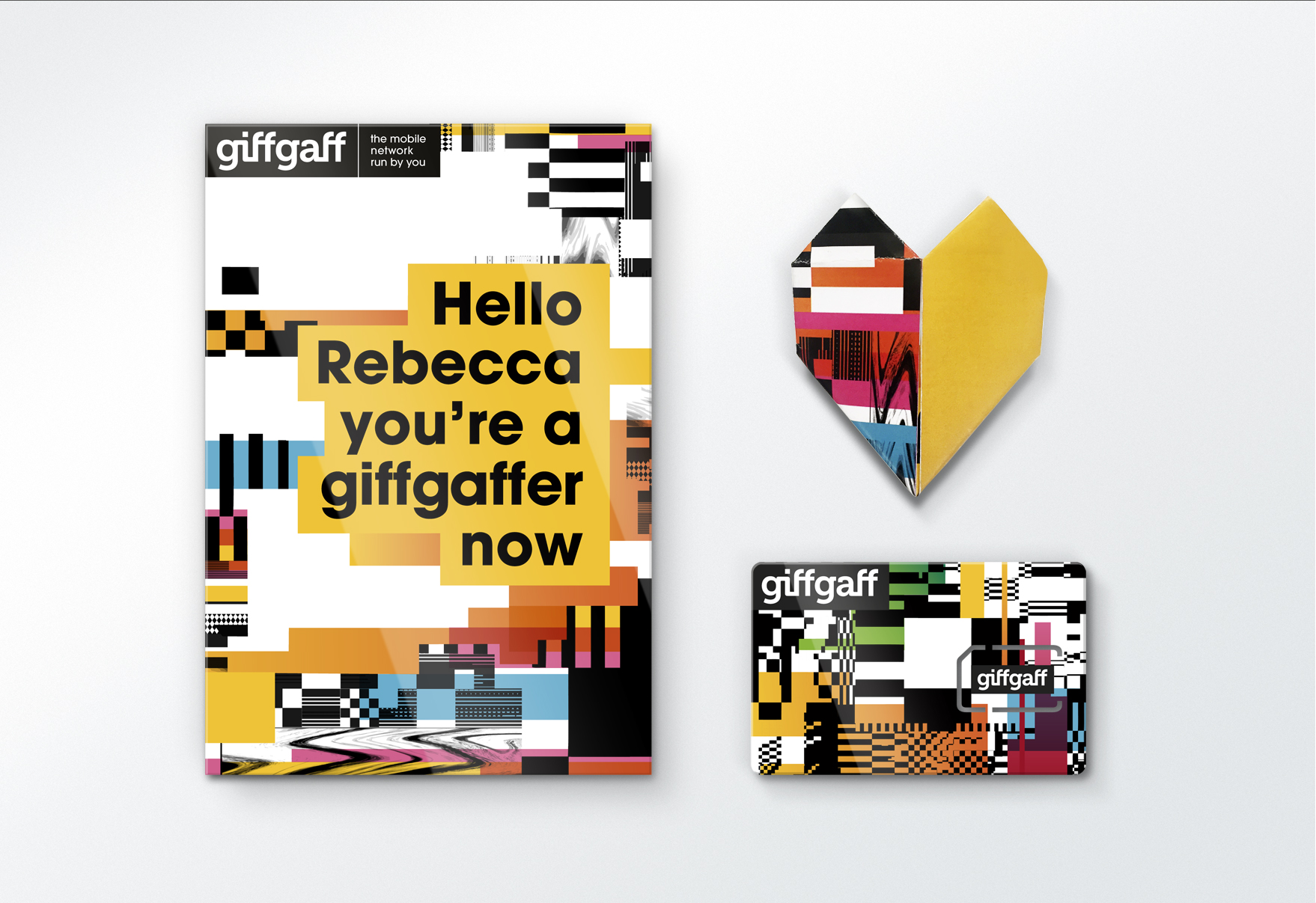 Mobile network giffgaff launches new “digital noise” identity Design Week
